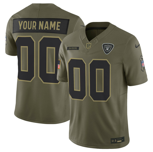 Youth Las Vegas Raiders Active Player Custom Olive 2025 F.U.S.E. Salute to Service Limited Stitched Football Jersey